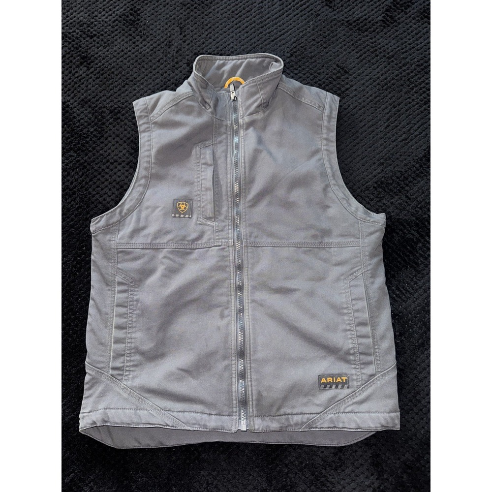 Ariat Men's Rebar DuraCanvas Vest Gray Sherpa Lined Chore Workwear Size Medium